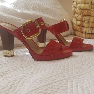 Red Coach Sandle Pump w/ stacked wooden heel